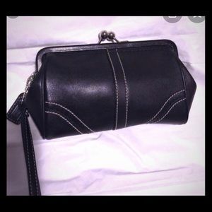COACH black leather clutch wristlet